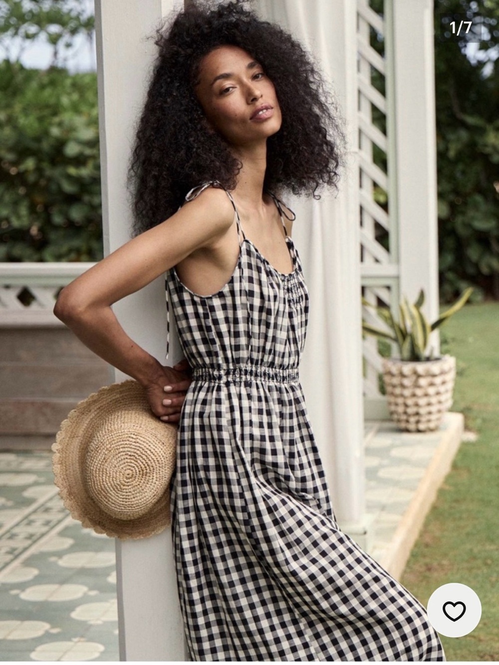 DOEN Leslie Dress Checkered Maxi Dress in Black & White Size XS